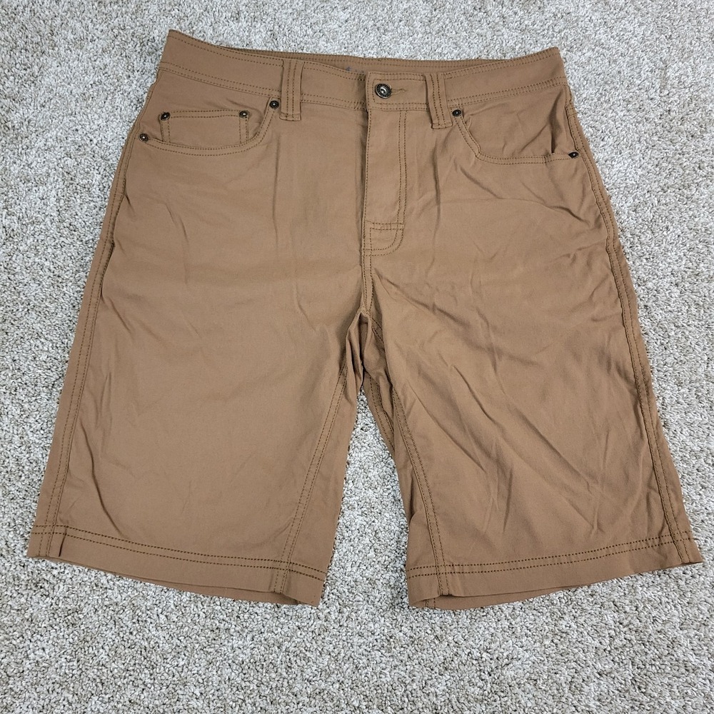 Prana Mens 32 Brown Stretch Chino Shorts Outdoor Hiking Camping